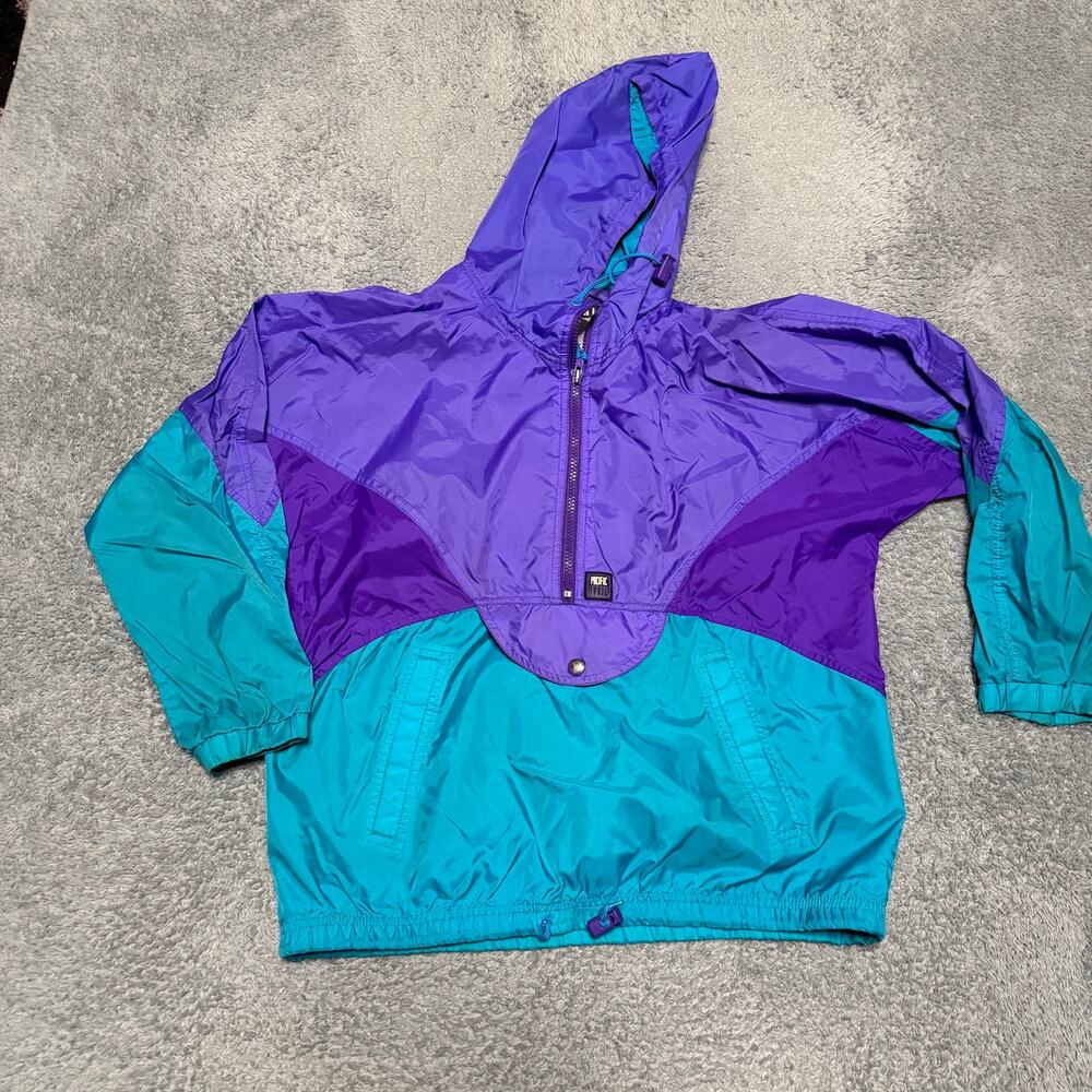 Vintage Pacific Trail Solar Force Windbreaker Jacket Womens Large Neon